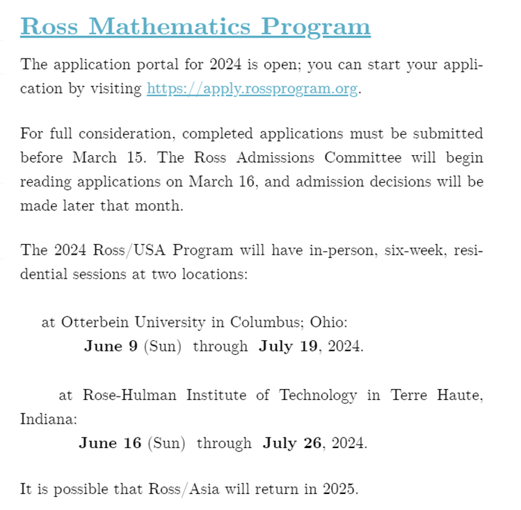 ROSS，PROMYS，SUMaC美国三大顶尖数学夏校详解